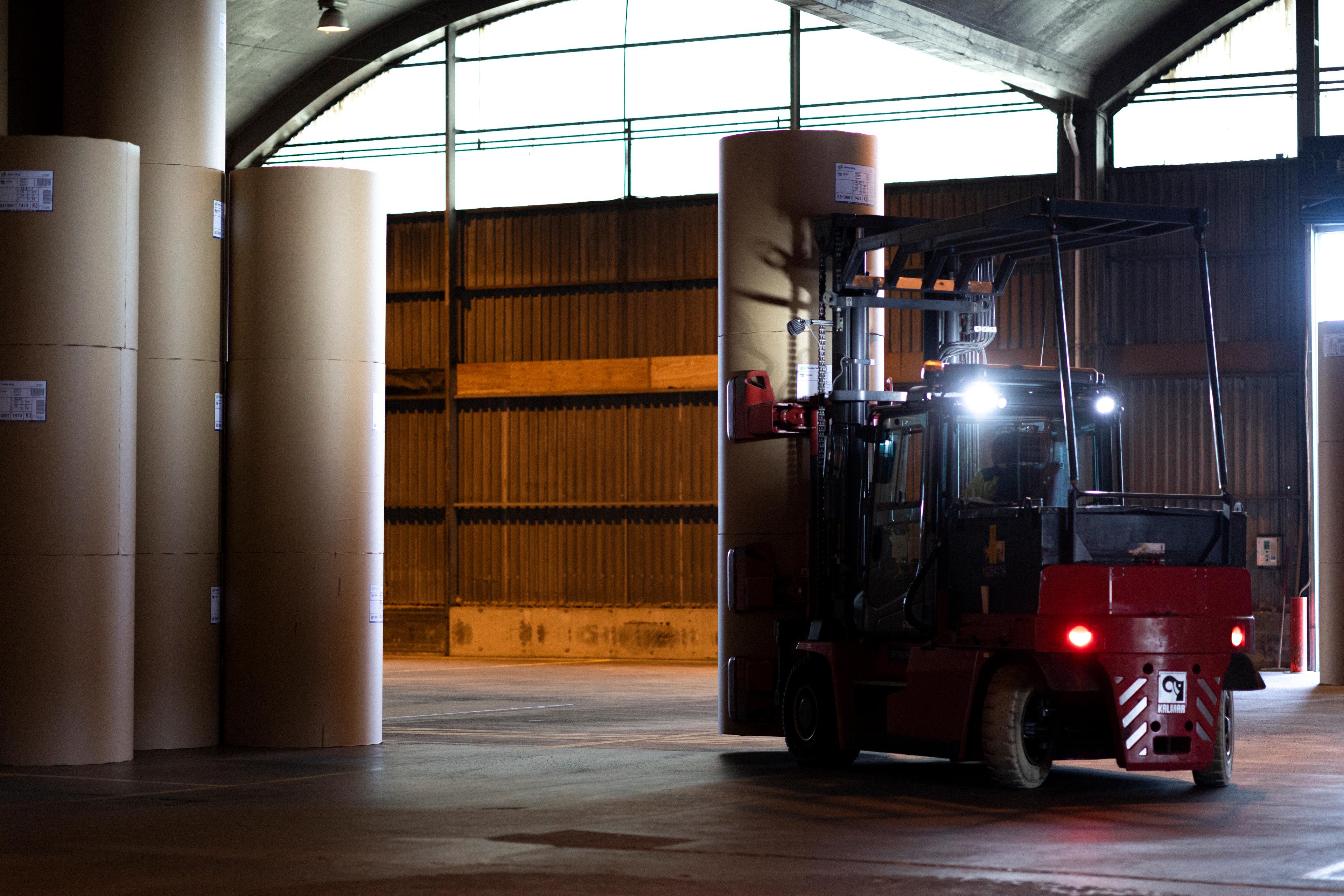 Forklift in a DFDS warehouse