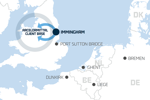 Map of ArcelorMittal's client base in the UK.