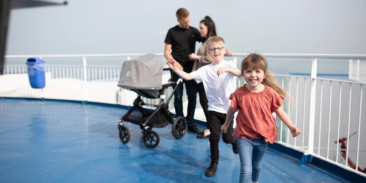 Family on deck of Dover-France ferry
