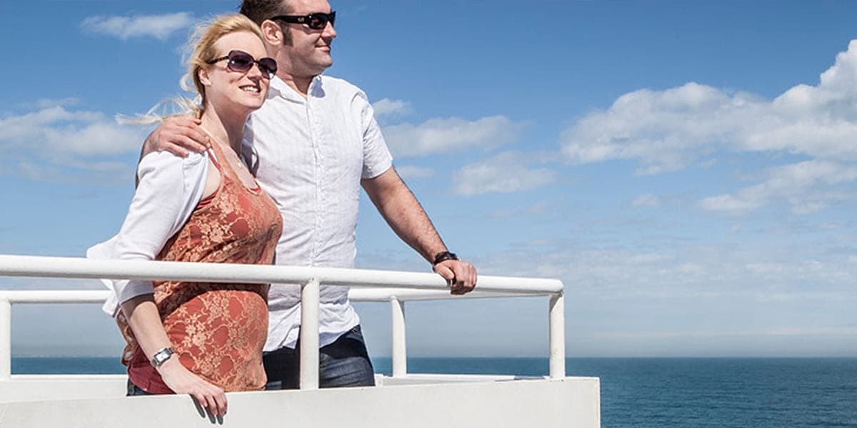 Couple on the deck of DFDS ferry