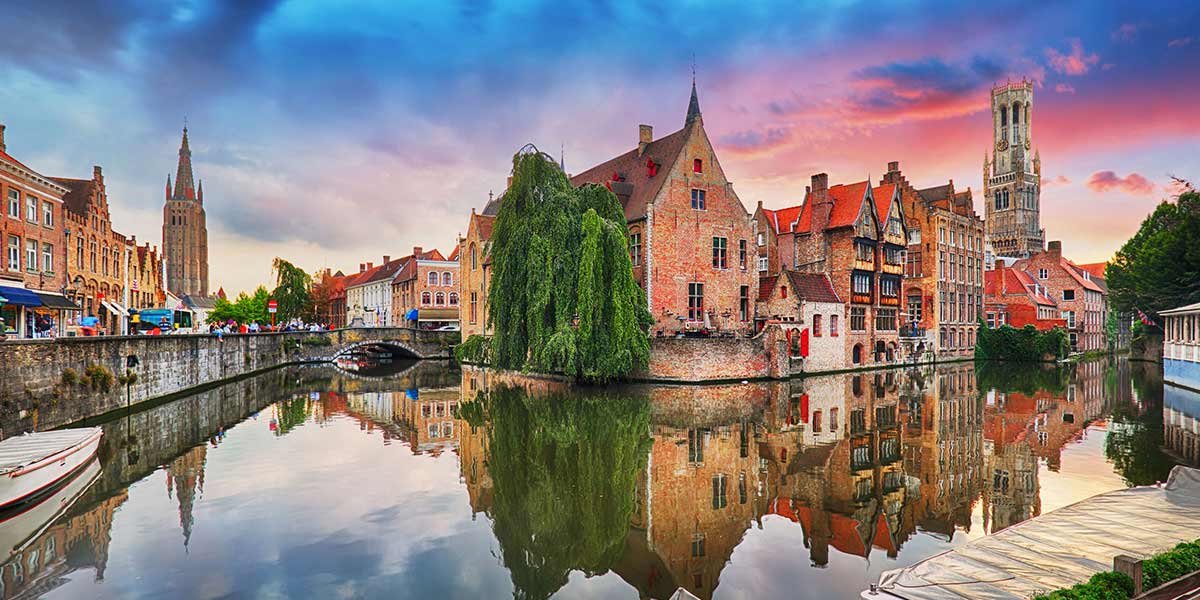 View of Bruges on the water